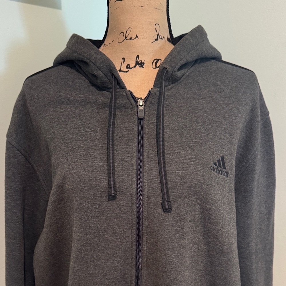 Adidas Men's Dark Gray Zip-Up hoodie size XL - Picture 3 of 9